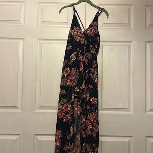 Beautiful floral jumpsuit dress size small. Shorts with open long flowing dress